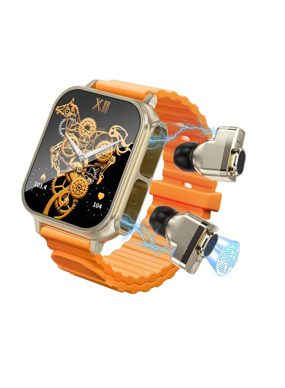 

Kastwave 1.96 Inch Smartwatch with Earbuds, Orange
