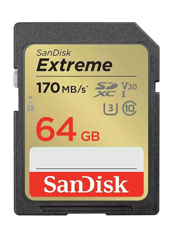 

SanDisk 64GB Extreme SDXC 150MB/s V30 UHS-I U3 Memory Card, Multicolour