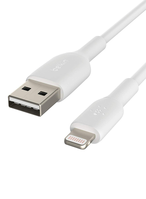 Belkin 2-Meters PVC A-lTG Lightning Cable, USB Type A to Lightning for iPhone, iPad, AirPods, White