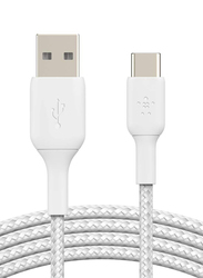 Belkin 2-Meters Premium Braided USB Type-C Cable, USB Type A to USB Type-C for Note10, S10, Pixel 4, iPad Pro, Nintendo Switch and more, White