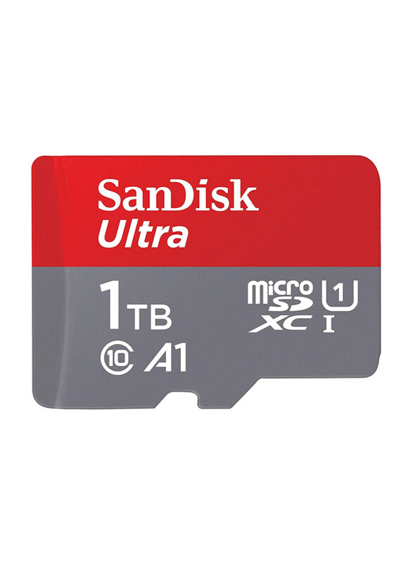 

Sandisk 1TB Ultra UHS-I microSD Memory Card, 150MB/s, GN6MN, Grey/Red