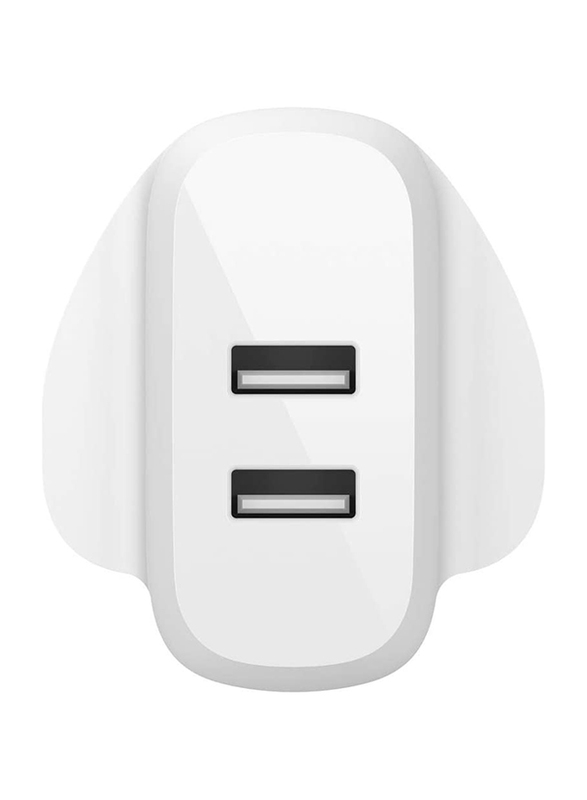 Belkin Dual Port Wall Charger, 4.8Amp, 24W, White