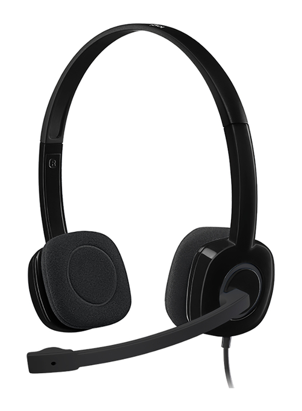 Logitech H151 3.5mm Jack Stereo On-Ear Noise Cancelling Headset with Mic, Black