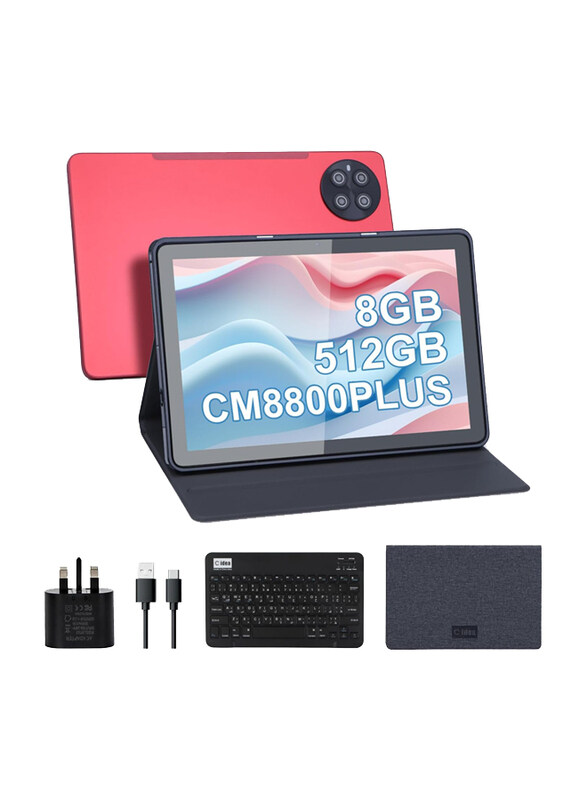 

C idea CM8800 Plus 512GB Red 10.1-Inch Tablet, 8GB RAM, 5G LTE