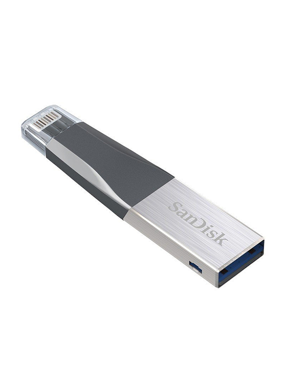 SanDisk 128GB iXpand USB 3.0 Mini Flash Drive, Black/Silver
