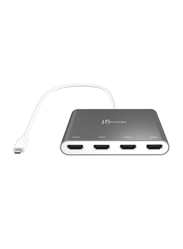

j5create Jca366 Multi Monitor Adapter, Usb Type-C to 4 Port HDMI, Grey