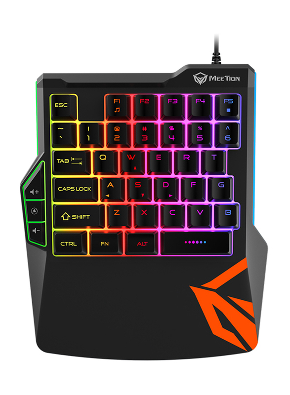 Meetion KB015 Left One-Handed Wired English Gaming Keyboard, Black