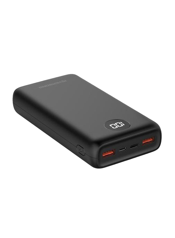 Riversong 20000mAh Ray20P-PB55 Fast Charging Power Bank, with Micro-USB and USB Type-C Input, Black