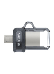 SanDisk 32GB Ultra Dual USB 3.0/Micro USB Flash Drive, Clear/Black