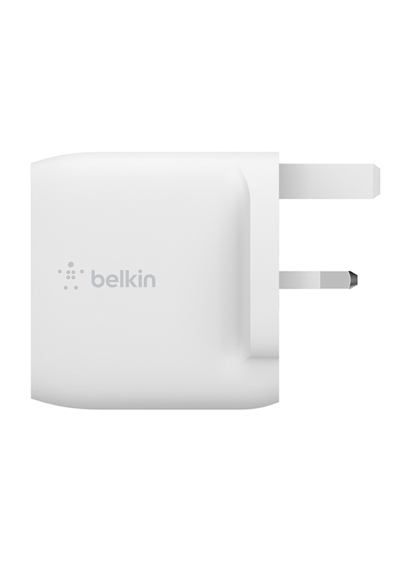 Belkin Dual Port Wall Charger with 1m Type-C to Type-A, 4.8Amp, 24W, White