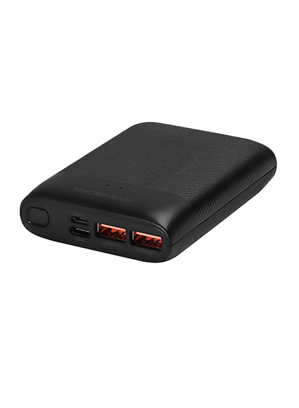 Riversong 7500mAh Nemo07-PB04 Ultra Compact Fast Charging Power Bank, with Micro-USB and USB Type-C Input, Black