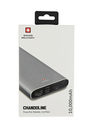 Swiss Military 10000mAh Fast Charging Chandoline PD Power Bank with Type-C and Micro-USB Input, SM-PB-CD1-10K-SIL, Silver