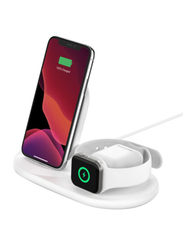 Belkin 3 In 1 Wireless Charging Station for iPhone/Apple Watch, WIZ001myWH, White