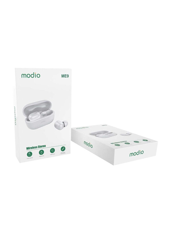 

Modio ME9 Wireless In-Ear Stereo Earbuds, White