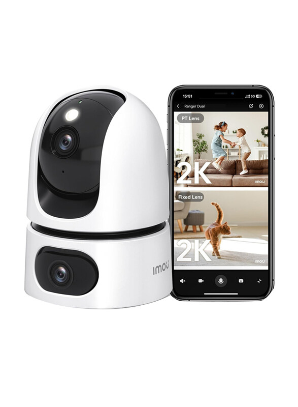 

Imou 2K Indoor 3MP & 3MP WiFi Dual-Lens Baby Monitor Camera with 355° Views Pan/Tilt, 2 Way Audio, Human Detection, Alexa, White