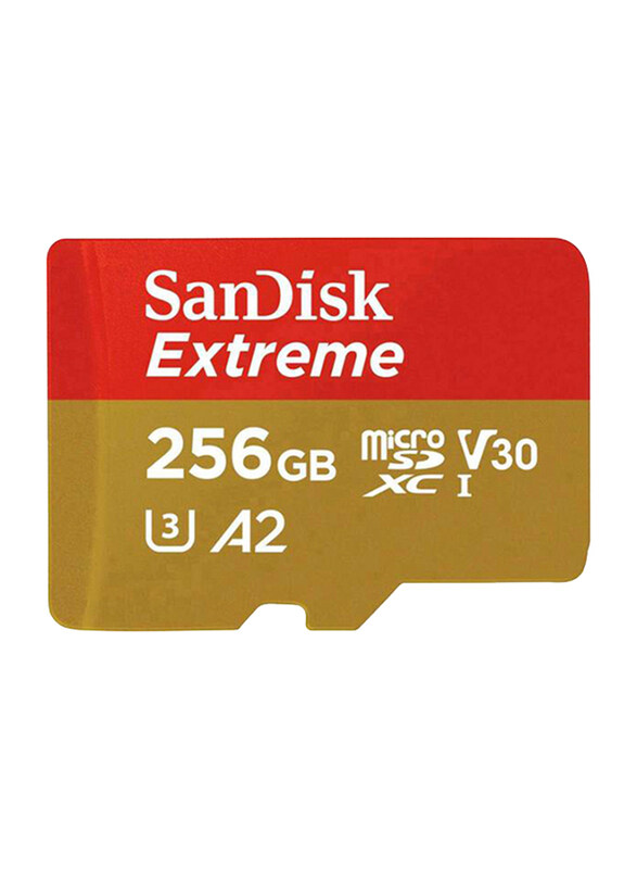 

SanDisk 256GB Extreme UHS-I microSDXC Memory Card, SD Adapter & Rescue Pro Deluxe, 160MB/s, Red/Gold