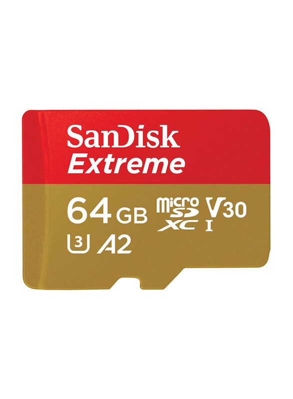 

Sandisk 64GB Extreme UHS-I microSDXC Memory Card, 170MB/s, GN6MN, Gold/Red