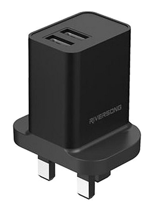 

Riversong SafeKubD2-AD29 UK Plug 5V Wall Charger, 2.4A with Dual USB Port, Black