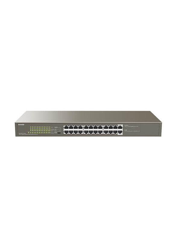 

Tenda 24-Ports GE Ports + 1 GE+1 SFP Port Unmanaged PoE+ Switch, TEG1124P-24, Black