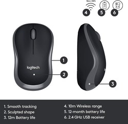 Logitech Mk330 Wireless English/Arabic Keyboard and Mouse Combo, Black