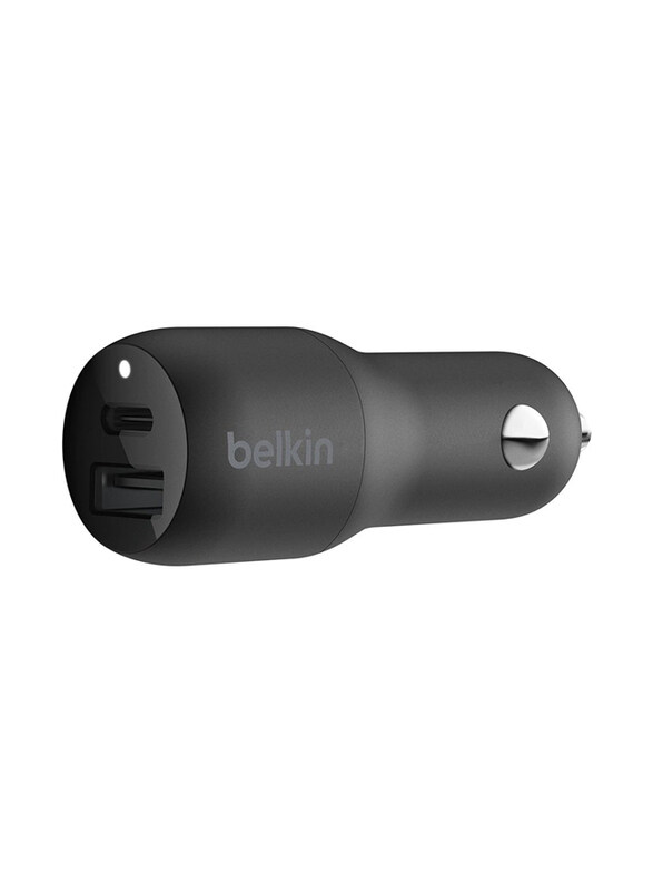 

Belkin Car Charger, 20W USB-C, 12W USB-A, Black