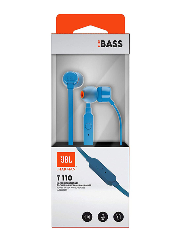 JBL Tune 110 3.5mm Jack In-Ear Earphones with Mic, Blue