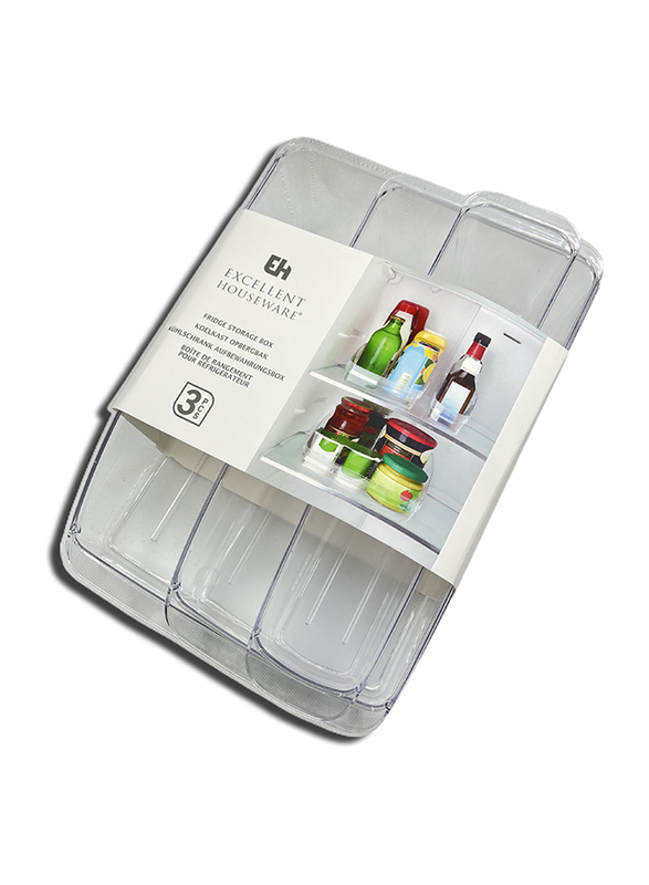 Excellent Houseware Refrigerator Organizer Set, 3 Piece, Clear