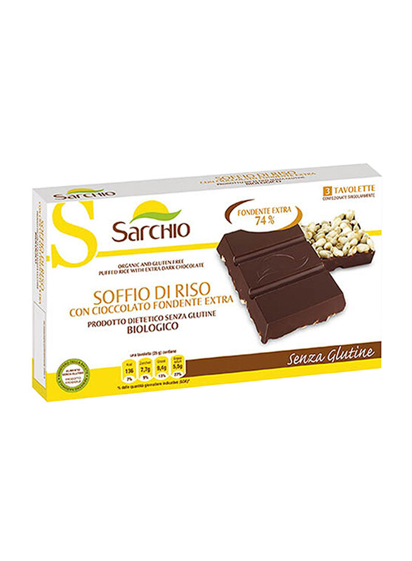 

Sarchio Puffed Rice with Extra Dark Chocolate Bar, 80g