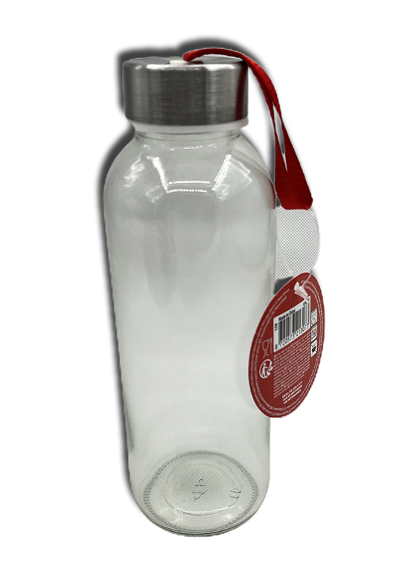 400ml Drinking Glass Bottle with Printed Nylon Sleeve, Red