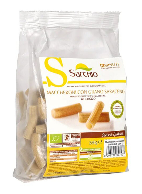 Sarchio Organic & Gluten Free Buckwheat Macaroni Pasta, 250g