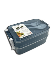 Lunch Box with Spoon & Fork & 2 Compartment, Blue