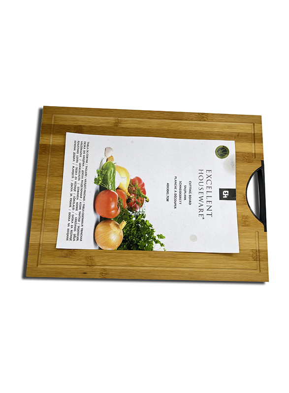 Excellent Houseware Bamboo Cutting Board with Handle, Brown