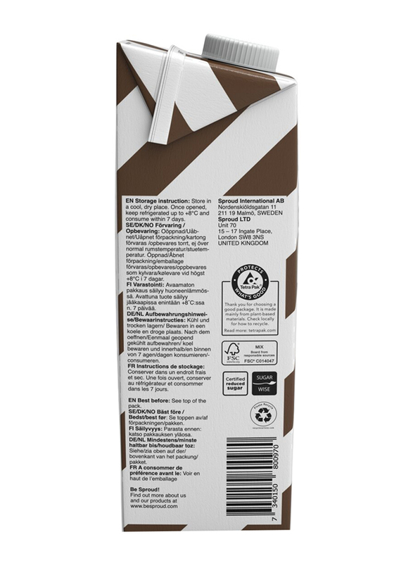 Sproud Vegan Chocolate Drink From Peas, 6 x 1 Litre