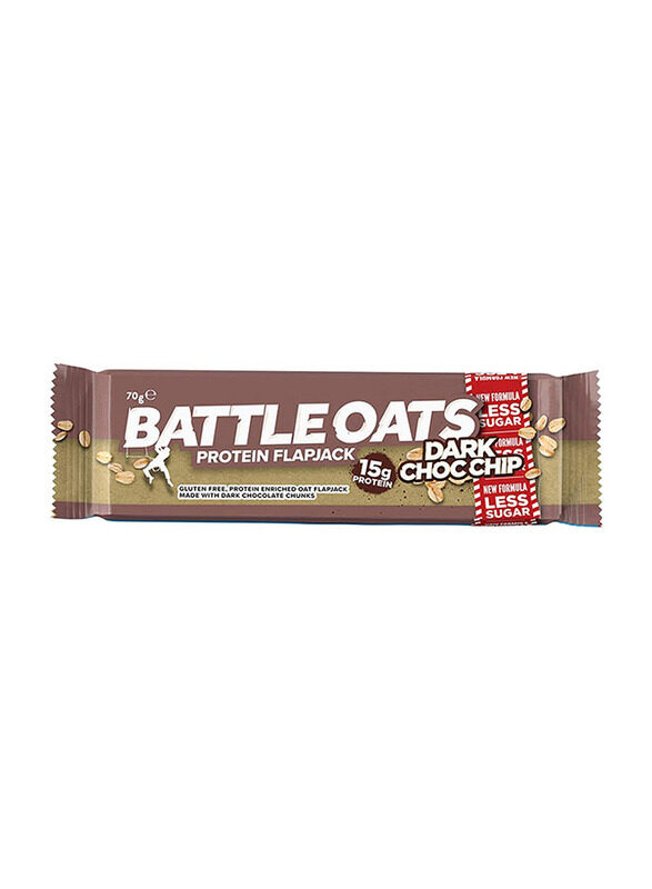 

Battle Oats Dark Choc Chip Protein Flapjack Snacks, 70g