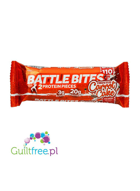 

Battle Bites Frosted Carrot Cake 2 Protein Pieces Snacks Bar, 62g