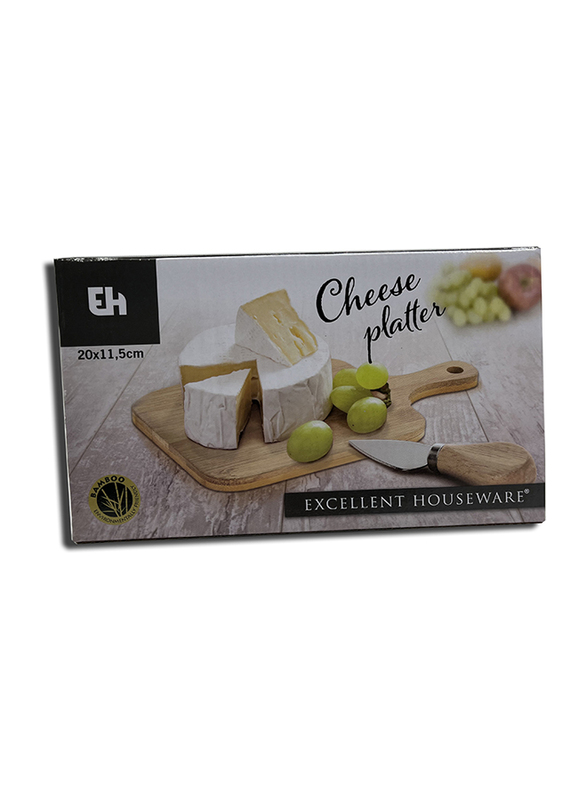 Excellent Houseware Bamboo Cheese Platter Set with Knife, Brown