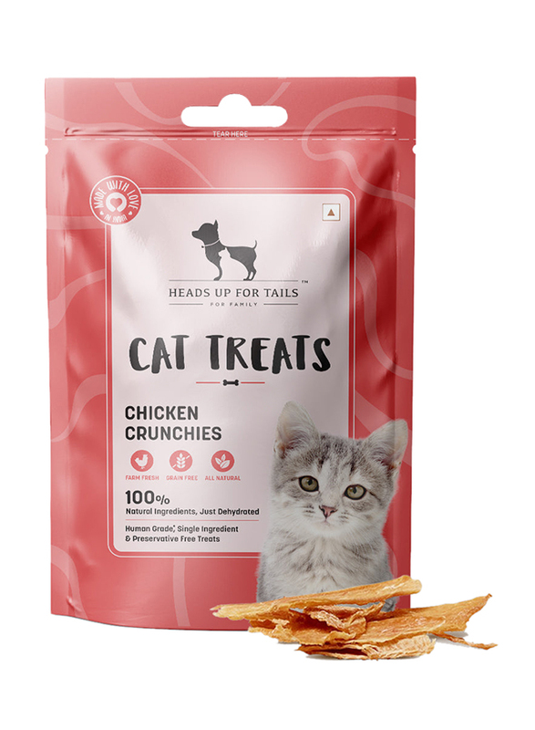 Heads Up For Tails - Cat Treats Chicken Crunchies 100% Natural Ingredients, Just Dehydrated, Human Grade 35g