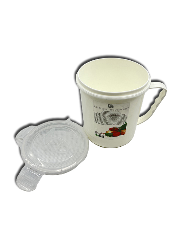 Excellent Houseware 600ml Microwave Cup with Lid, White
