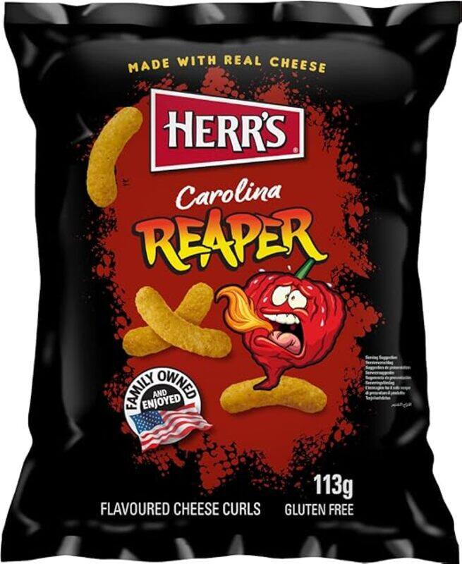 

Herr's Herrs Carolina Reaper Flavoured Cheese Curls 113g