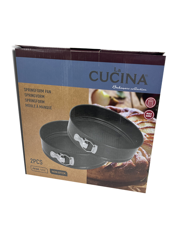 La Cucina 2-Piece Nonstick Springform Cake Pan Set, Black