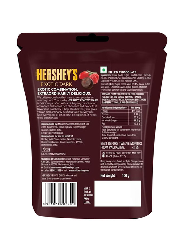 Hershey's Exotic Dark Raspberry & Goji Flavoured Centre Chocolate, 100g