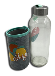 400ml Drinking Glass Bottle with Printed Nylon Sleeve, Green