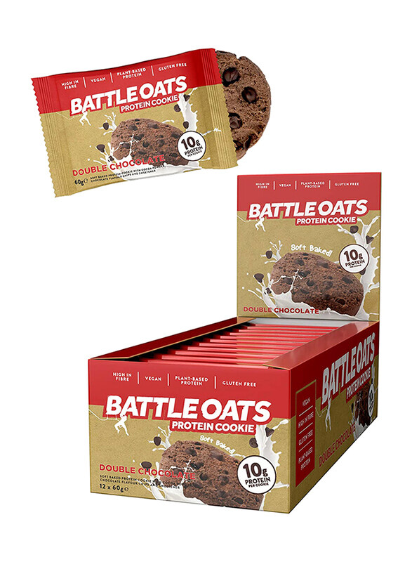 

Battle Oats Protein Cookie Double Chocolate Snacks, 12 Packs x 60g