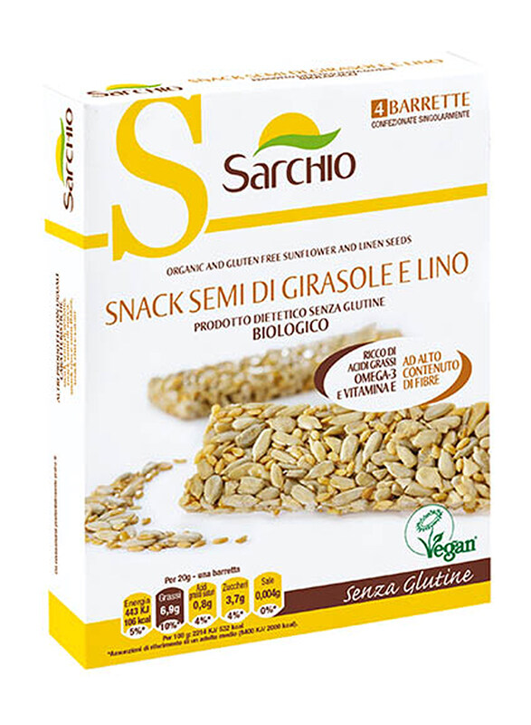 

Sarchio Sunflower and Linen Seeds Snack Bars, 80g