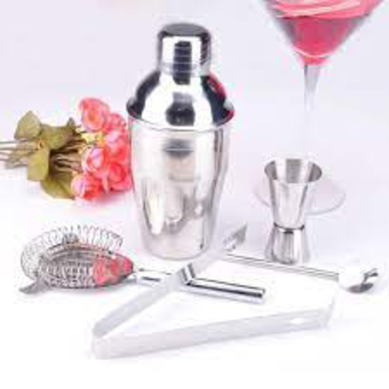 Excellent Houseware Stainless Steel Cocktail Shaker Set, 5 Piece, Silver