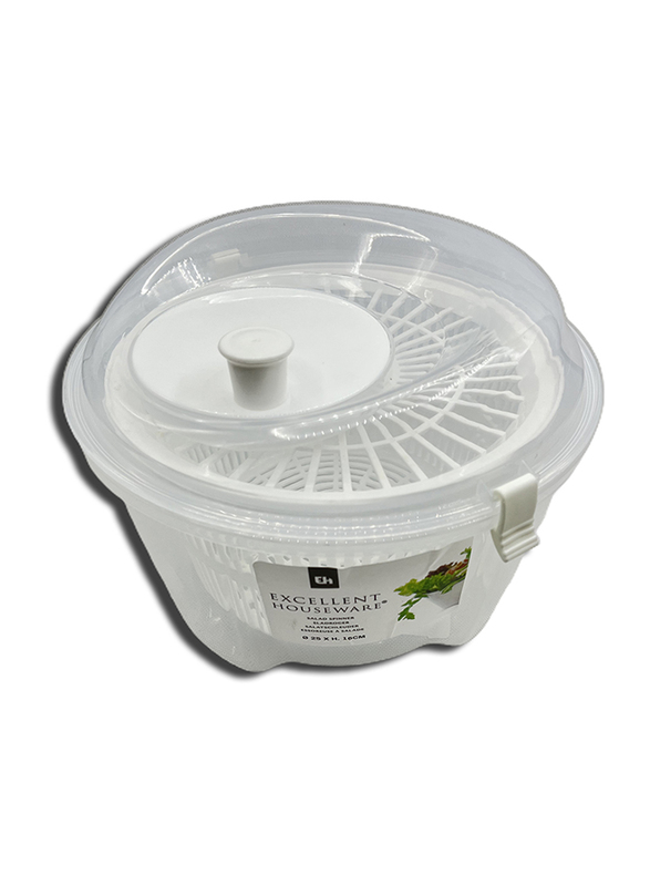 Excellent Houseware Salad Spinner with Bowl, White