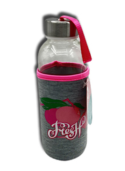 400ml Drinking Glass Bottle with Printed Nylon Sleeve, Pink