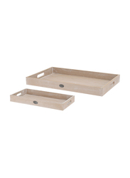 Orion 2-Piece Wood Serving Tray Set, Natural Brown