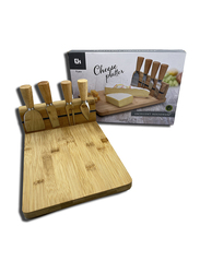 Excellent Houseware Cheese Board Bamboo with 4 Knives, Brown