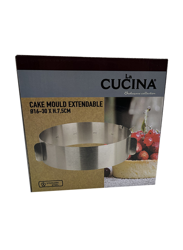 La Cucina Stainless Steel Extendable Cake Mould, Silver